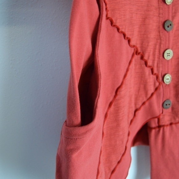 Neon Buddha V Neck Button Down Sleeveless Tank Top Coral Color, Size X-Small - Picture 5 of 7